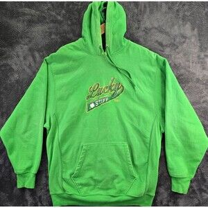 Vintage Lucky Stiff Irish Hoodie Mens Large Heavyweight Embroidered Green